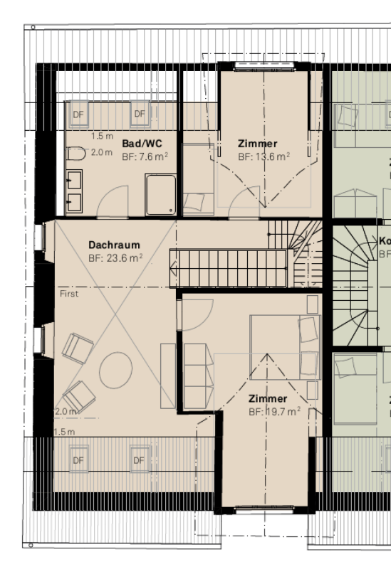 BAUSTART IST ERFOLGT «Dorf Ottikon»: Freiraum und Wohnauswahl in einzigartigem Ensemble - 1. Dachgeschoss