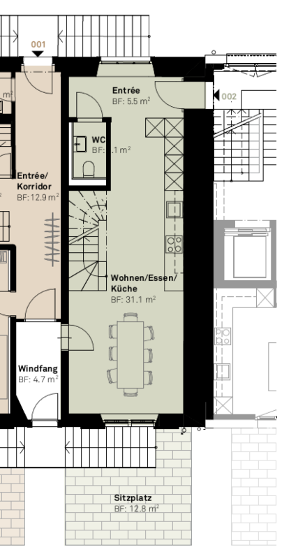 «Dorf Ottikon»: Attraktives Mittelhaus mit viel Freiraum - Bezug ab Februar 2027 - Erdgeschoss