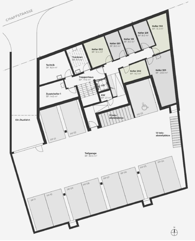BAUSTART IST ERFOLGT! Jenseits des Gewöhnlichen: komfortables Neubauwohnen mitten in Gossau - Keller / Garage