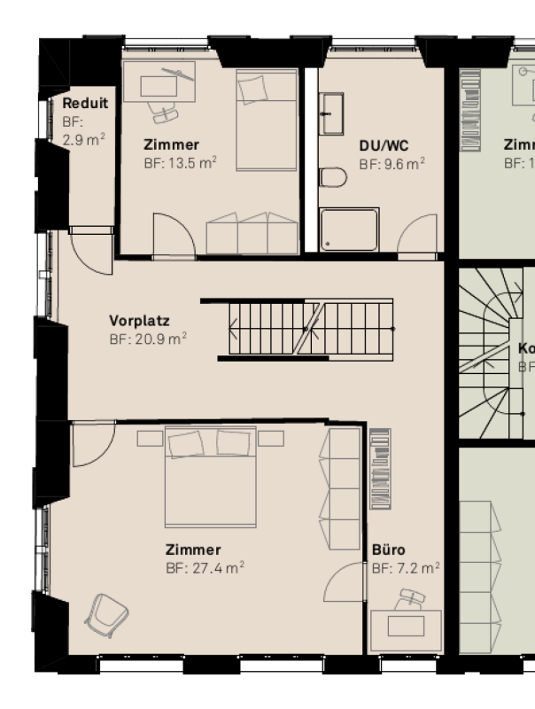 BAUSTART IST ERFOLGT «Dorf Ottikon»: Freiraum und Wohnauswahl in einzigartigem Ensemble - Obergeschosss