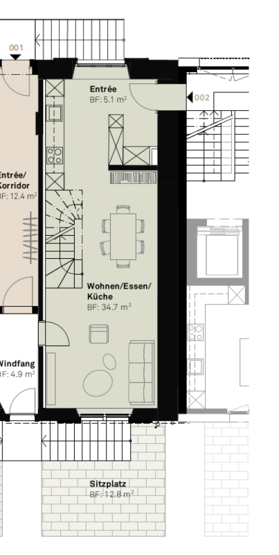 BAUSTART IST ERFOLGT «Dorf Ottikon»: Freiraum und Wohnauswahl in einzigartigem Ensemble - EG 4.5-Zimmer Umbau
