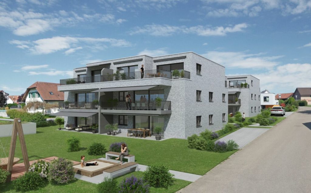 BAUSTART ERFOLGT! Ruhe, Sonne und Weitblick: komfortables Neubauwohnen «i de Breiti» -  Bild 1