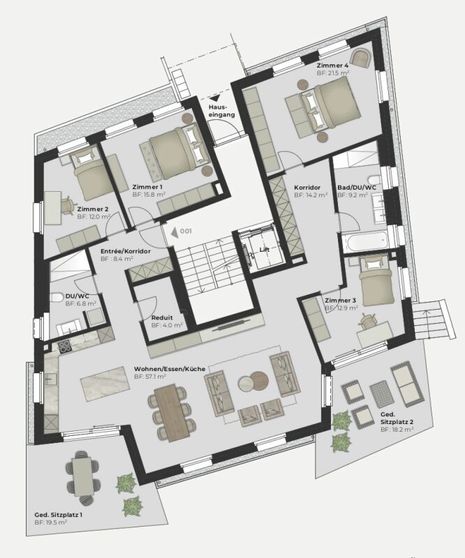 Jenseits des Gewöhnlichen: komfortables Neubauwohnen mitten in Gossau - Grundriss