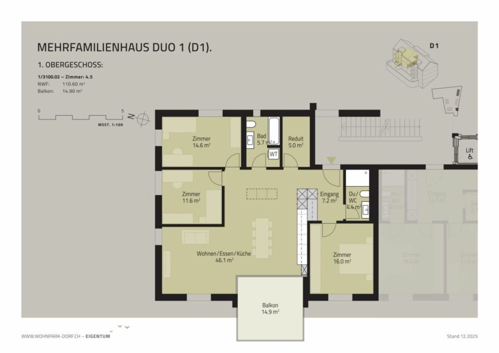 WOHNPARK DORF - 4,5-Zimmer-Wohnung im 1. Obergeschoss - Bild 8