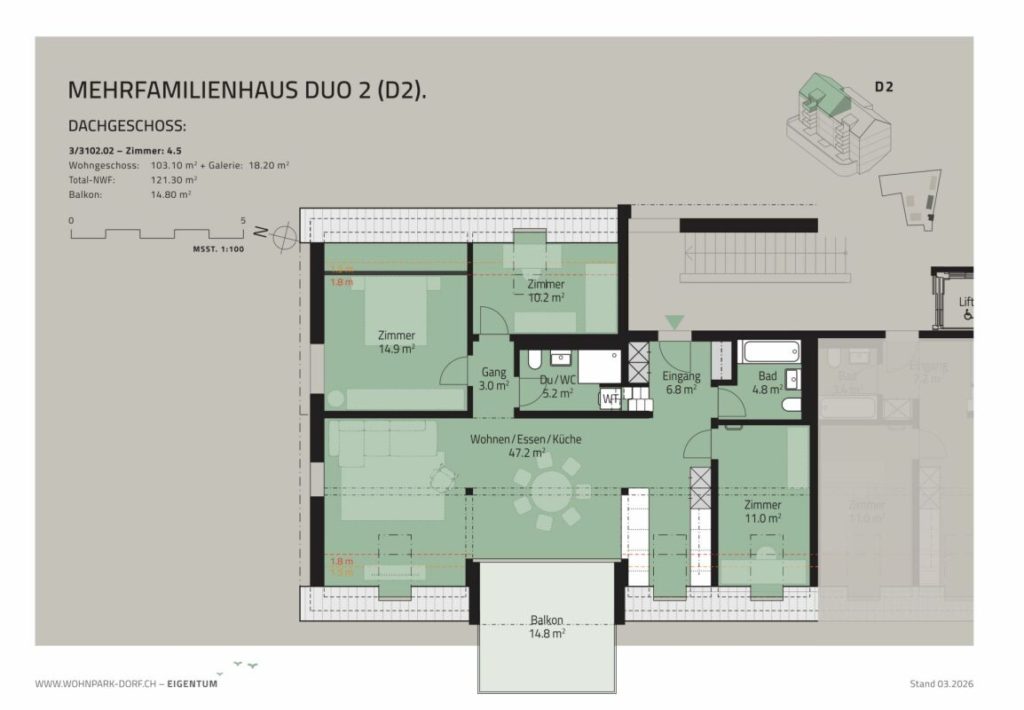 WOHNPARK DORF - 4.5-Zimmer-Dachwohnung -  Bild 4