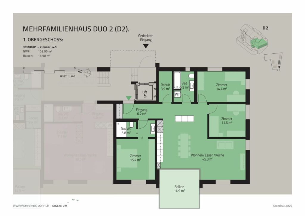 WOHNPARK DORF - 4,5-Zimmer-Wohnung im 1. Obergeschoss - Bild 6