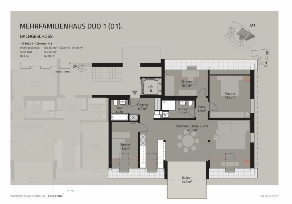 WOHNPARK DORF - 4,5-Zimmer-Wohnung im Dachgeschoss - Bild 7