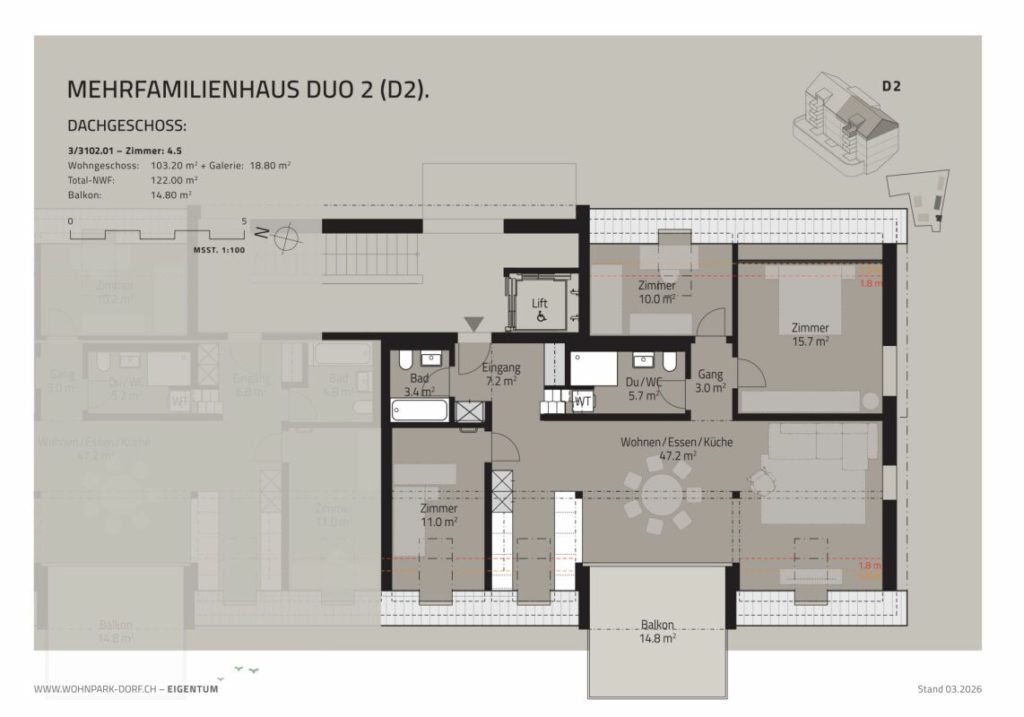 WOHNPARK DORF - 4.5-Zimmer-Dachwohnung -  Bild 4