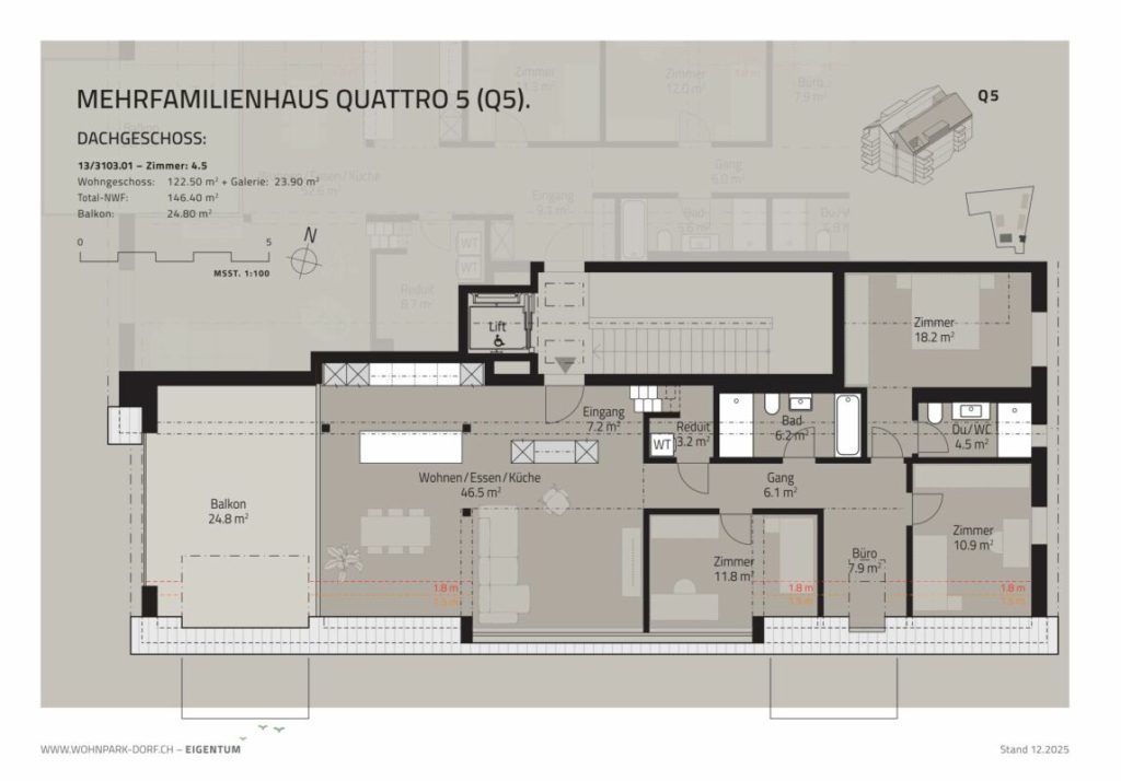 WOHNPARK DORF - 4,5-Zimmer-Wohnung im Dachgeschoss -  Bild 7