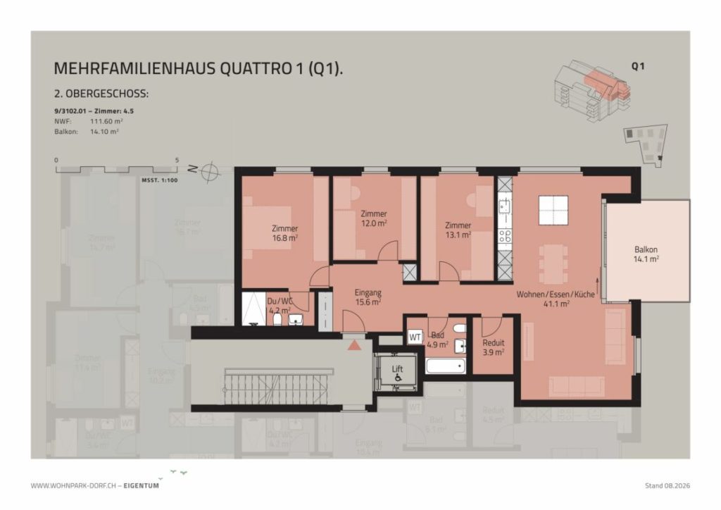 WOHNPARK DORF - VERKAUFSSTART 2. ETAPPE - 4,5-Zimmerwohnung im 2. OG -  Bild 7