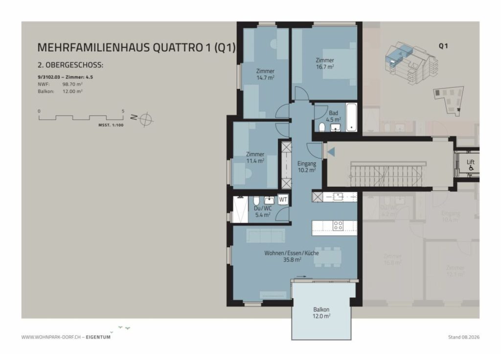WOHNPARK DORF - VERKAUFSSTART 2. ETAPPE - 4,5-Zimmerwohnung im 2. OG -  Bild 7