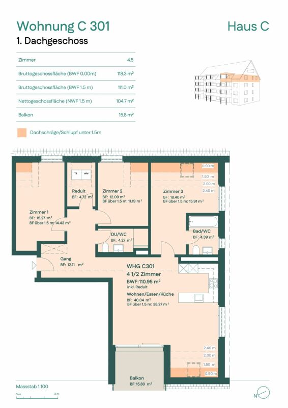 Ruhige und charmante Wohnatmosphäre in 4.5-Zimmer-Dachwohnung -  Bild 7