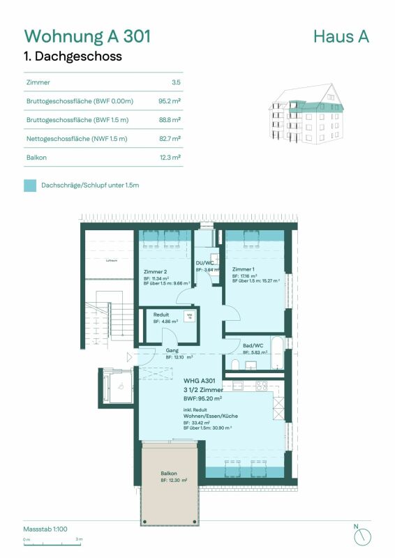 Charmante 3.5-Zimmer-Dachwohnung mit sonnigem Balkon -  Bild 6