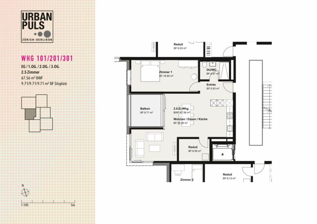 Moderne 2.5-Zimmerwohnung an attraktiver Lage in Zürich-Oerlikon - Bild 3