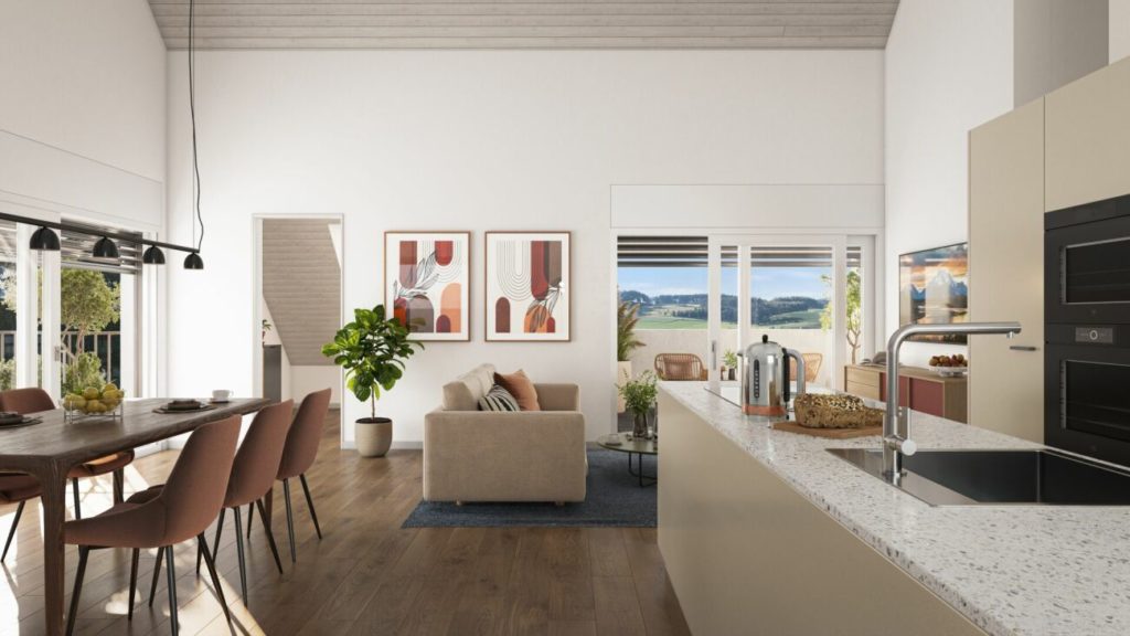 Grosszügige 5.5-Zimmer-Dachwohnung mit Balkon und Loggia - Variante 5.5-ZWG