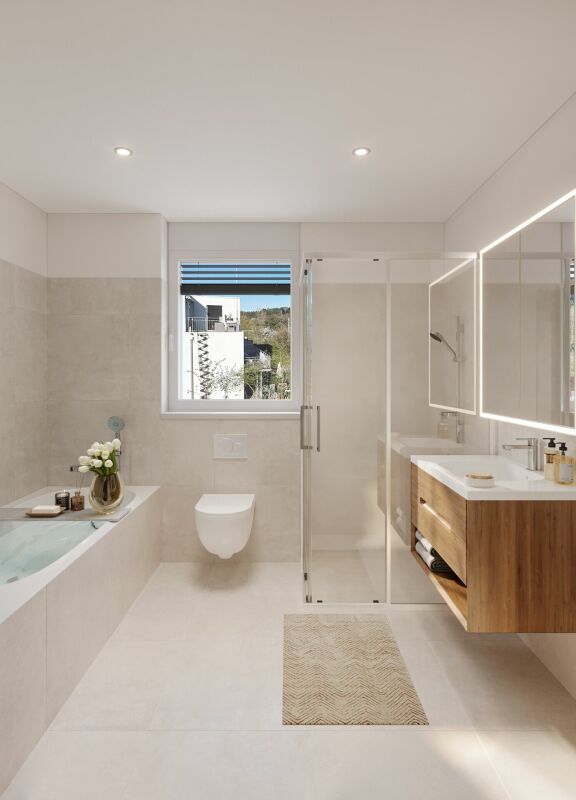 Die eigenen vier Wände an grüner Wohnlage - Badezimmer mit Dusche im OG