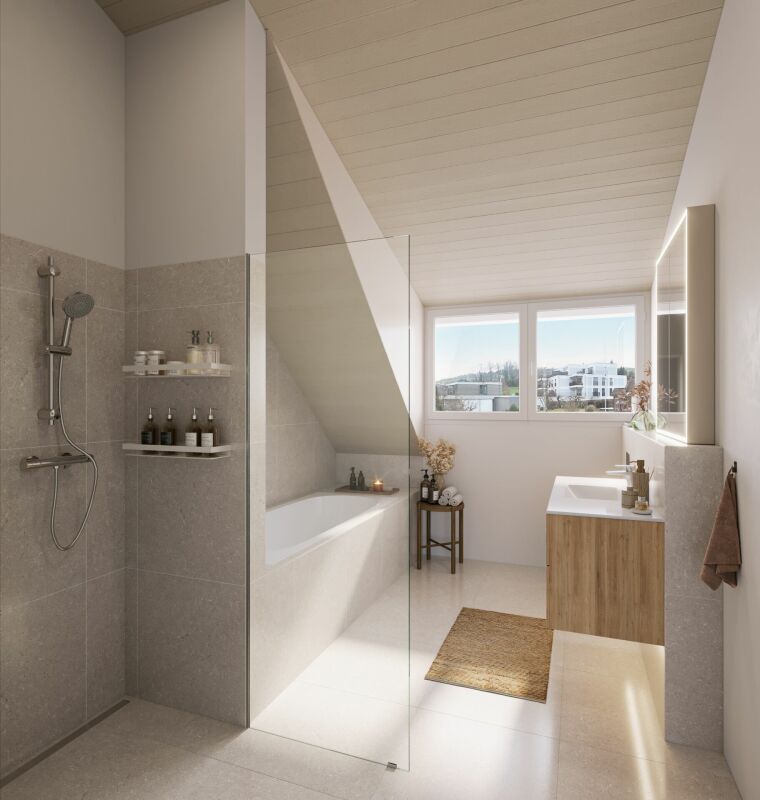 puro vivere: Exklusives Einfamilienhaus mit Garten & Aussicht - Dusche, Bad, WC im DG