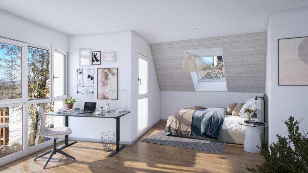 Grosszügige 5.5-Zimmer-Dachwohnung mit Balkon und Loggia - Schlafzimmer