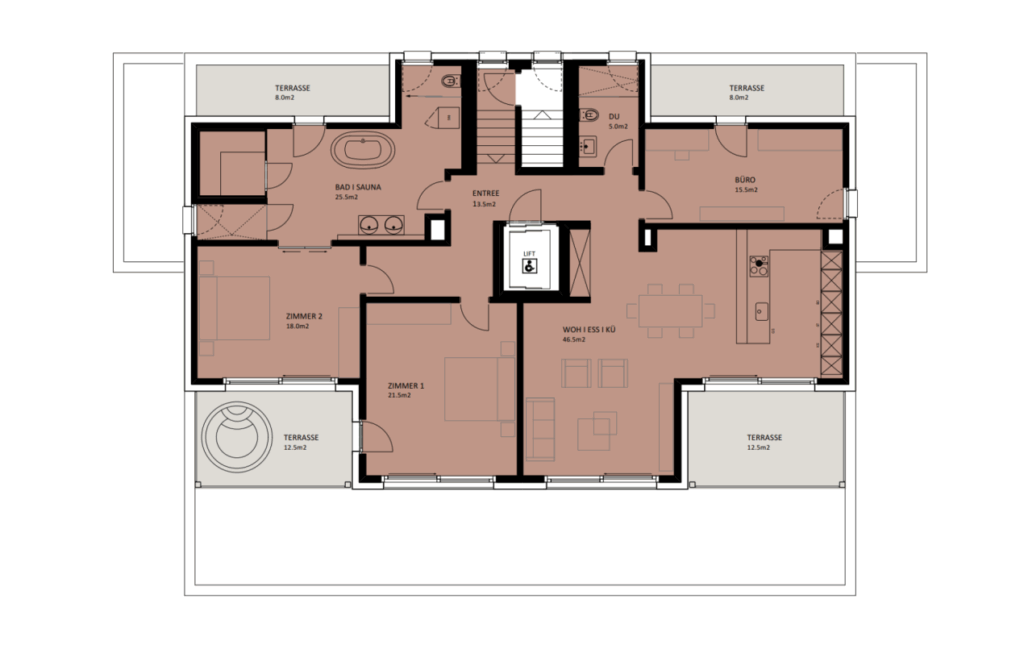 Exklusive 4.5-Zimmer-Attikawohnung mit privater Sauna & 4 Terrassen - Bild 2