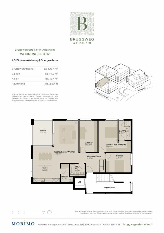 Grosszügige 4.5-Zimmerwohnung - Bruggweg, Arlesheim -  Bild 3