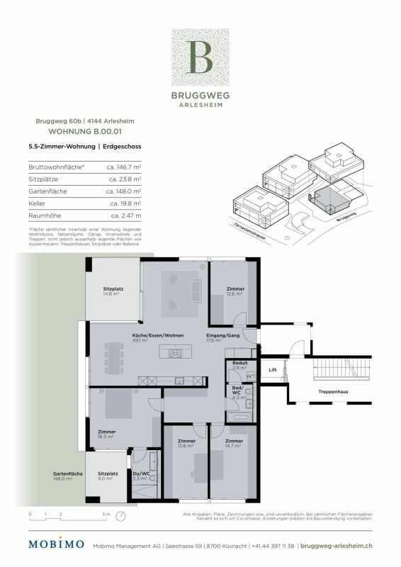Schöne 5.5-Zimmer-Gartenwohnung - Bruggweg, Arlesheim -  Bild 7