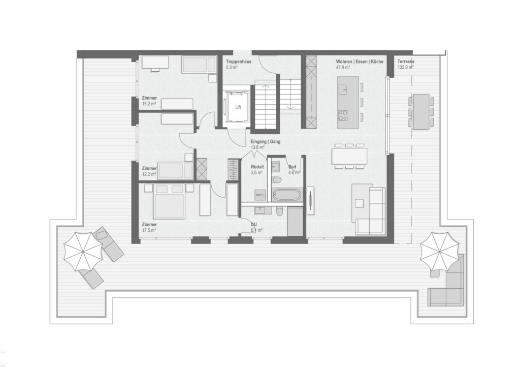 4.5 Zimmer Attikawohnung mit 133 m² Terrasse -  Bild 7
